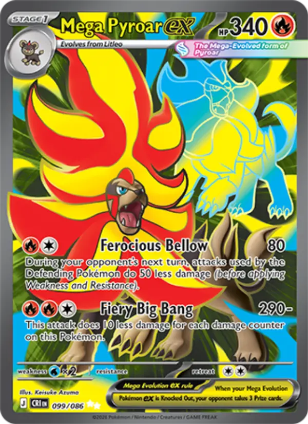 Mega Pyroar ex Ultra Rare Pokemon card #099 from Chaos Rising