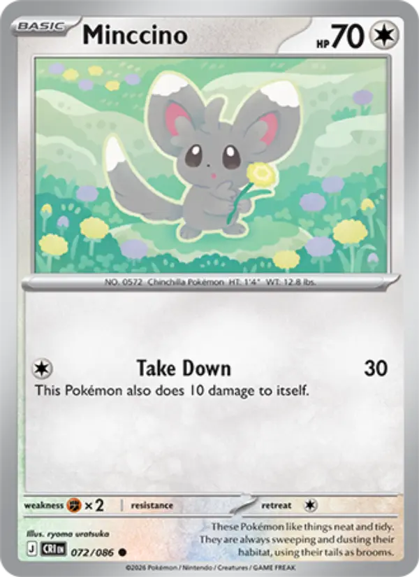 Minccino Common Pokemon card #072 from Chaos Rising