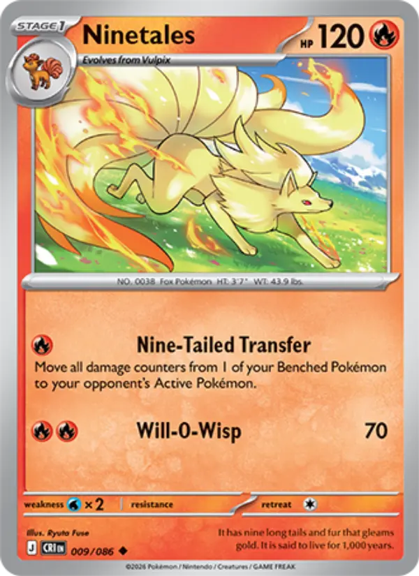 Ninetales Uncommon Pokemon card #009 from Chaos Rising