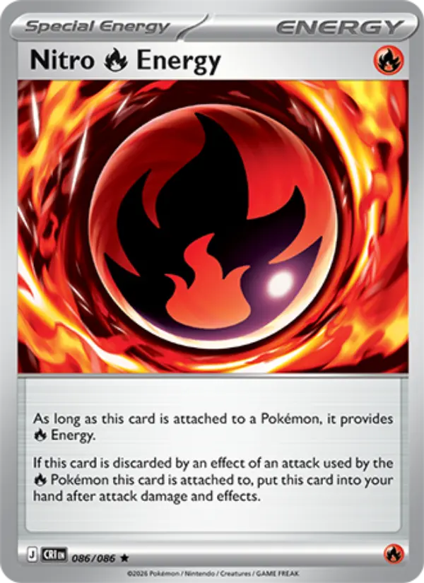 Nitro Fire Energy Rare Pokemon card #086 from Chaos Rising