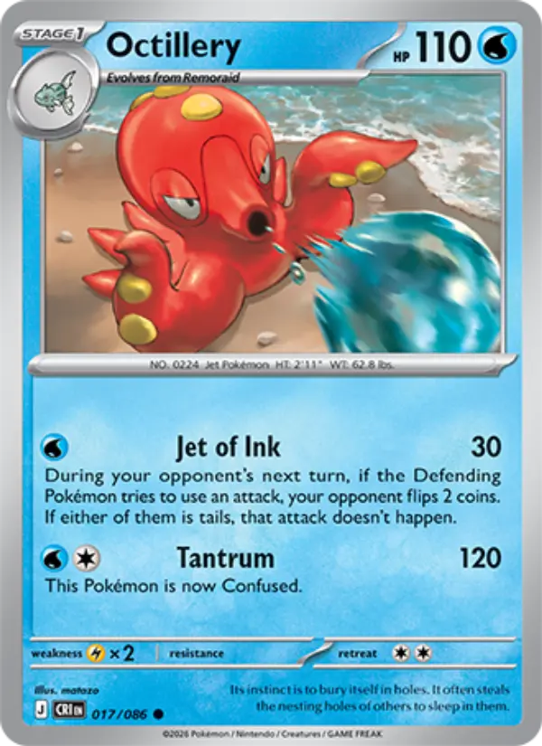 Octillery Common Pokemon card #017 from Chaos Rising