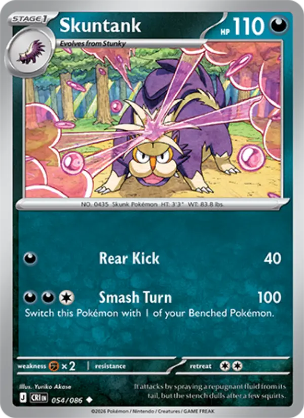 Skuntank Uncommon Pokemon card #054 from Chaos Rising