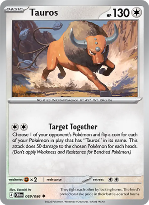 Tauros Uncommon Pokemon card #069 from Chaos Rising