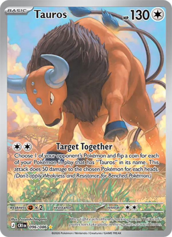 Tauros Illustration rare Pokemon card #096 from Chaos Rising