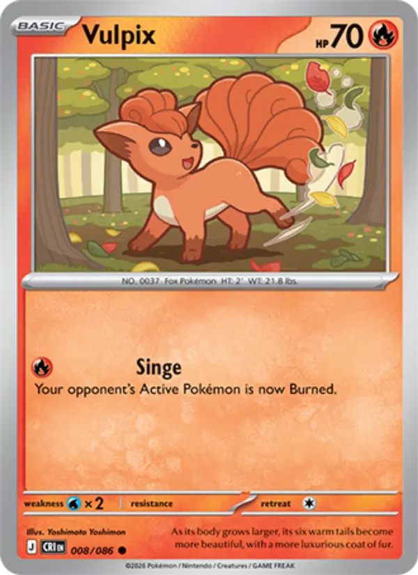 Vulpix Common Pokemon card #008 from Chaos Rising