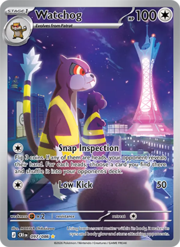 Watchog Illustration rare Pokemon card #097 from Chaos Rising