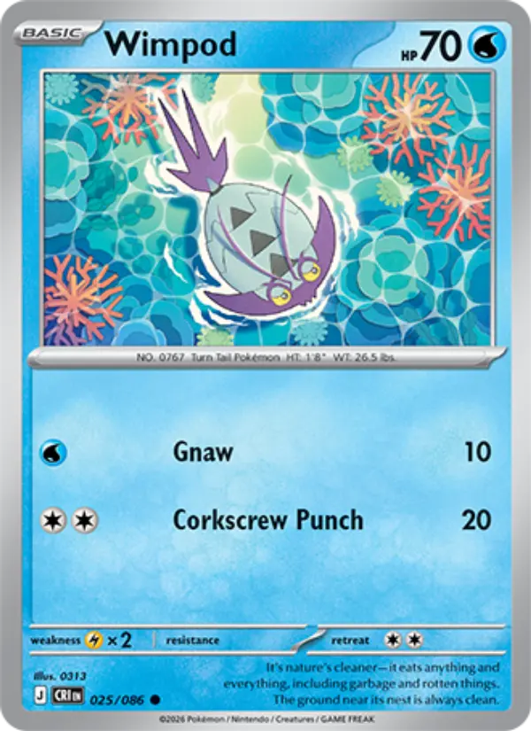Wimpod Common Pokemon card #025 from Chaos Rising