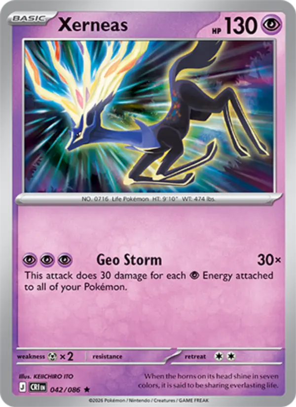 Xerneas Rare Pokemon card #042 from Chaos Rising