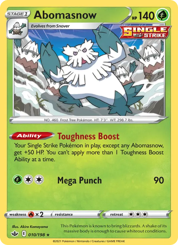 Abomasnow Rare Pokemon card #10 from Chilling Reign