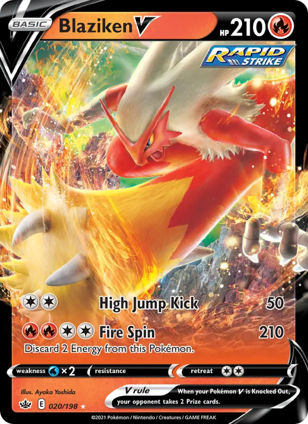 Blaziken V Holo Rare V Pokemon card #20 from Chilling Reign