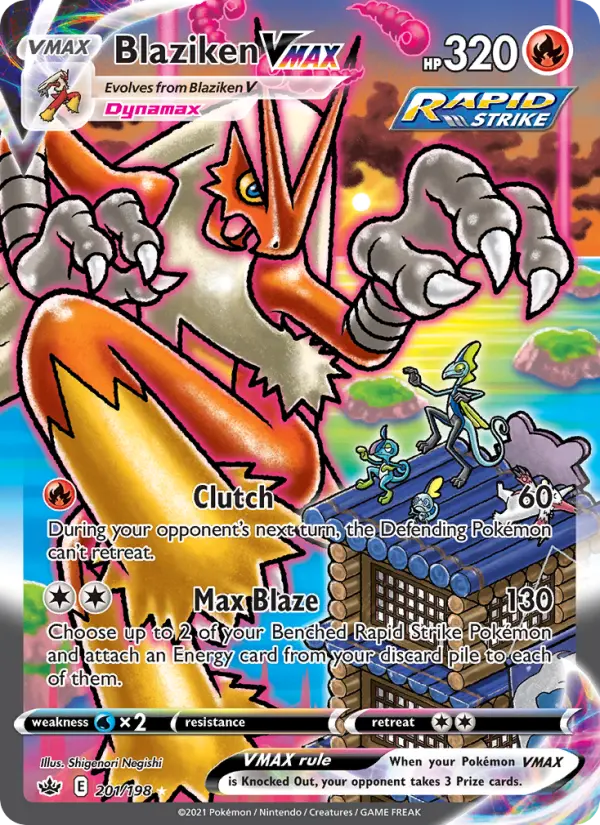 Blaziken VMAX Secret Rare Pokemon card #201 from Chilling Reign