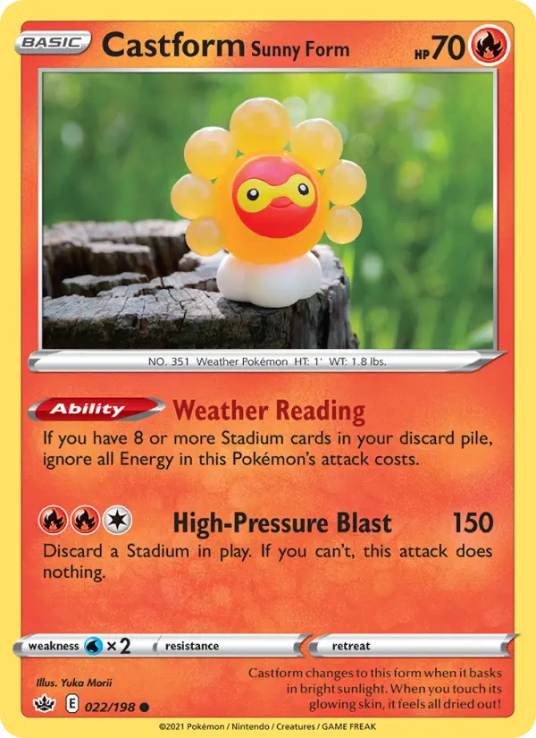 Castform Sunny Form Common Pokemon card #22 from Chilling Reign