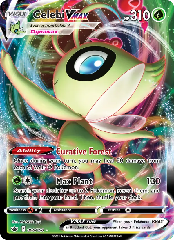 Celebi VMAX Holo Rare VMAX Pokemon card #8 from Chilling Reign