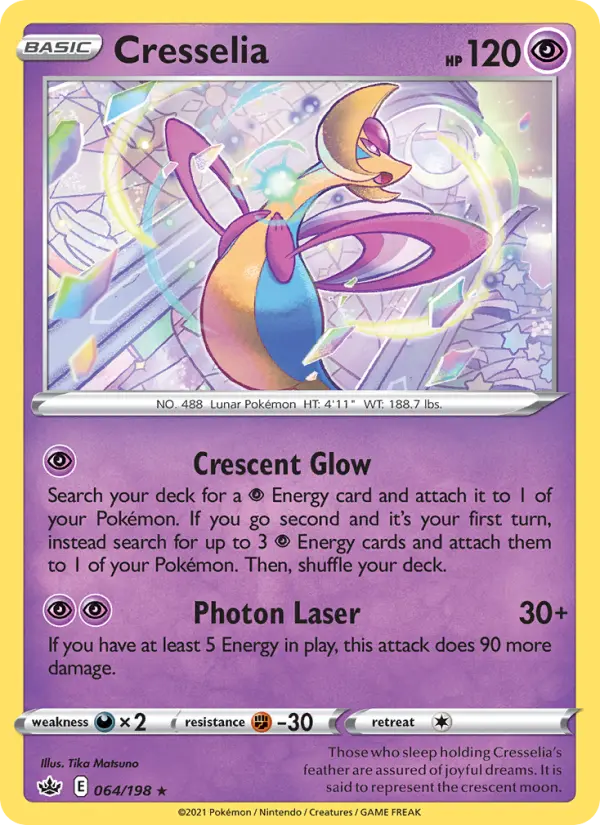 Cresselia Holo Rare Pokemon card #64 from Chilling Reign