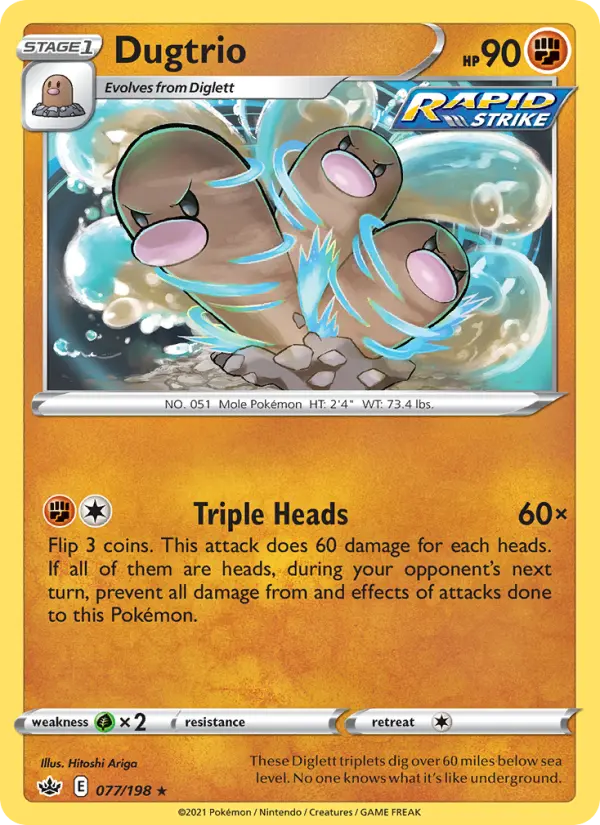Dugtrio Rare Pokemon card #77 from Chilling Reign