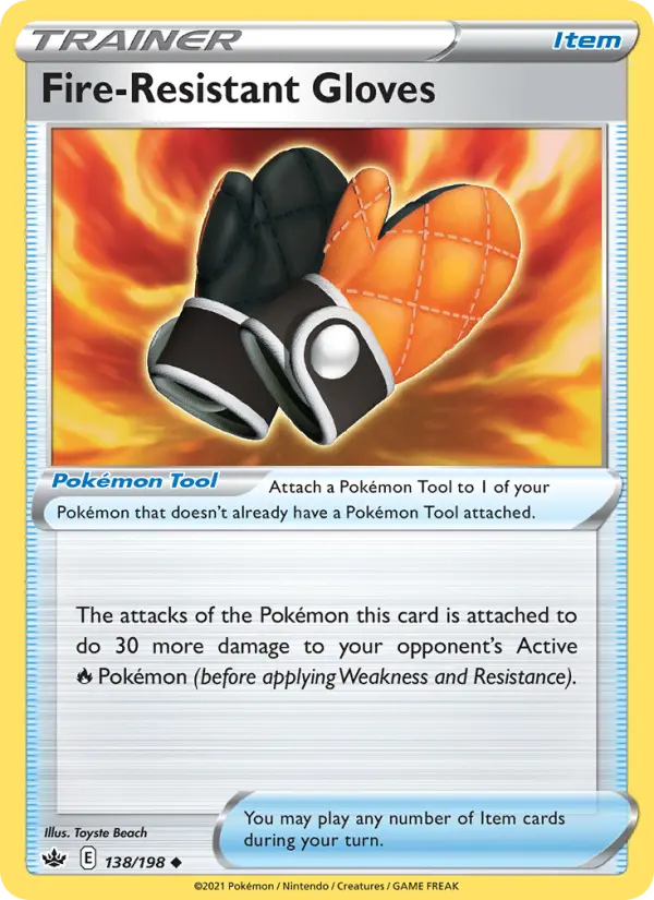 Fire-Resistant Gloves Uncommon Pokemon card #138 from Chilling Reign
