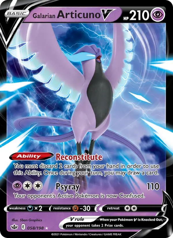 Galarian Articuno V Holo Rare V Pokemon card #58 from Chilling Reign