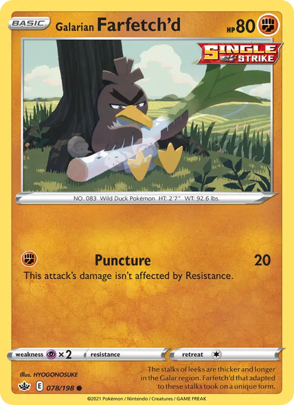 Galarian Farfetch'd Common Pokemon card #78 from Chilling Reign