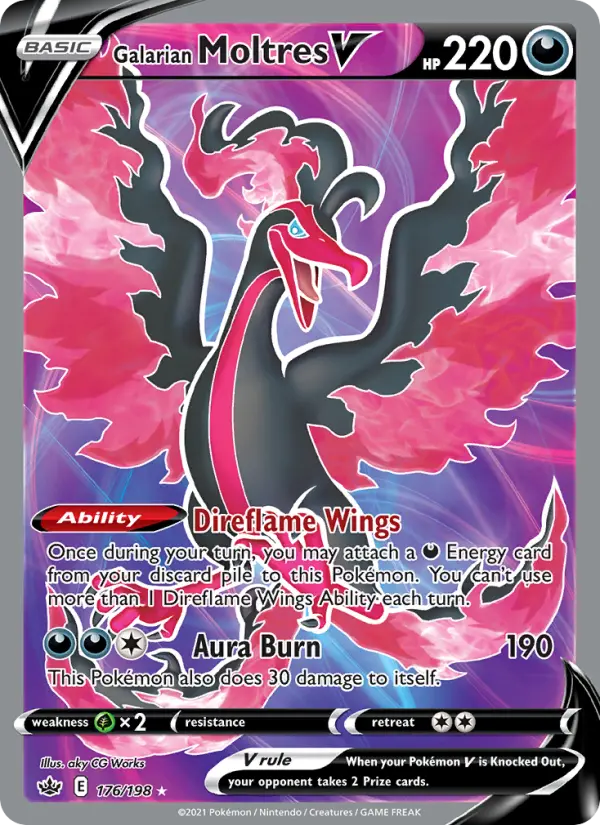 Galarian Moltres V Ultra Rare Pokemon card #176 from Chilling Reign