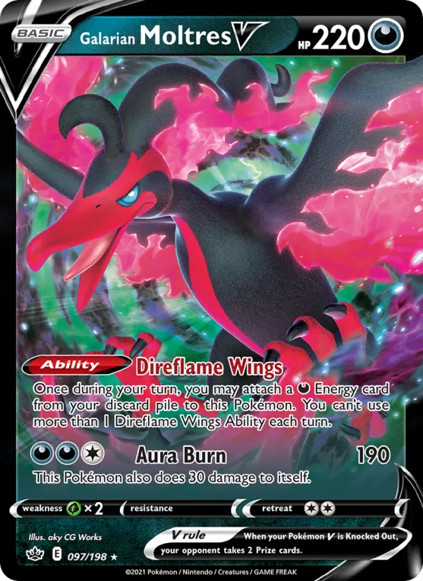 Galarian Moltres V Holo Rare V Pokemon card #97 from Chilling Reign
