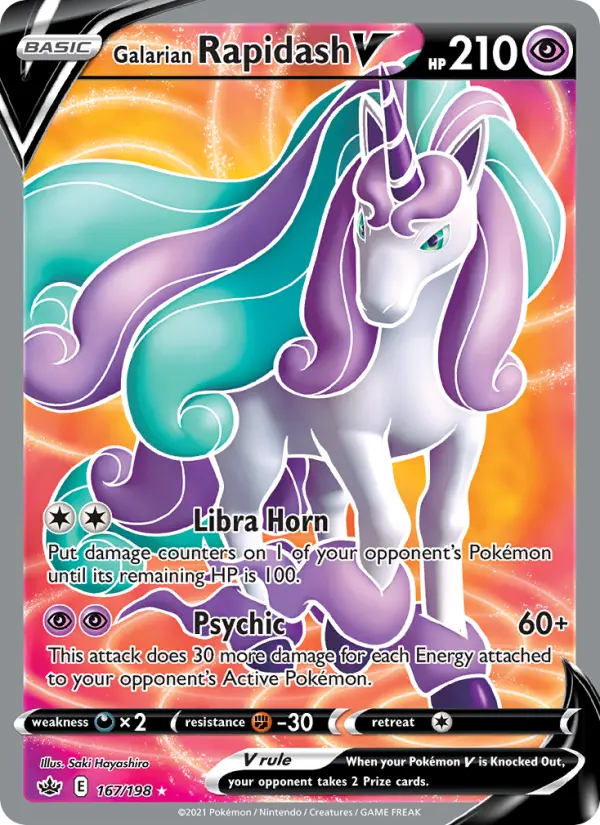 Galarian Rapidash V Ultra Rare Pokemon card #167 from Chilling Reign