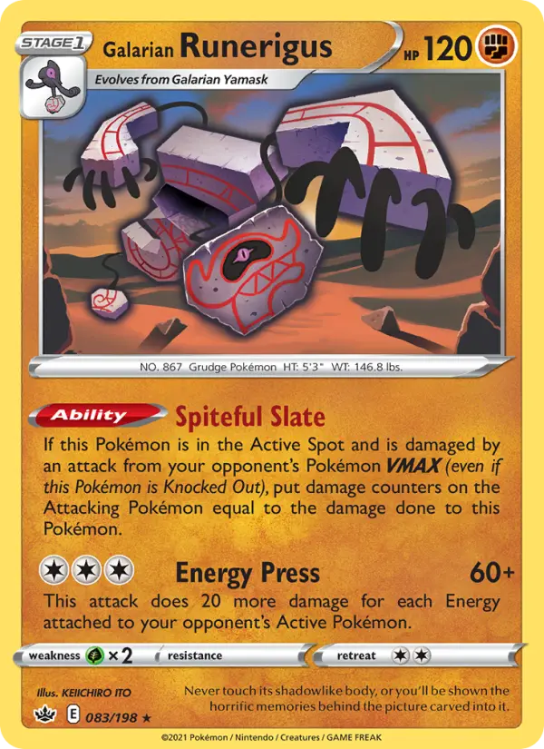 Galarian Runerigus Holo Rare Pokemon card #83 from Chilling Reign