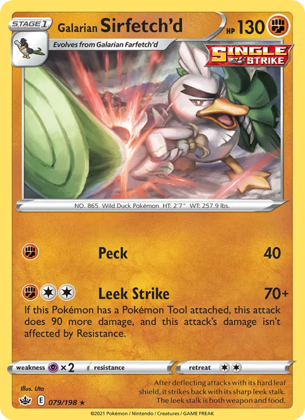 Galarian Sirfetch'd Rare Pokemon card #79 from Chilling Reign