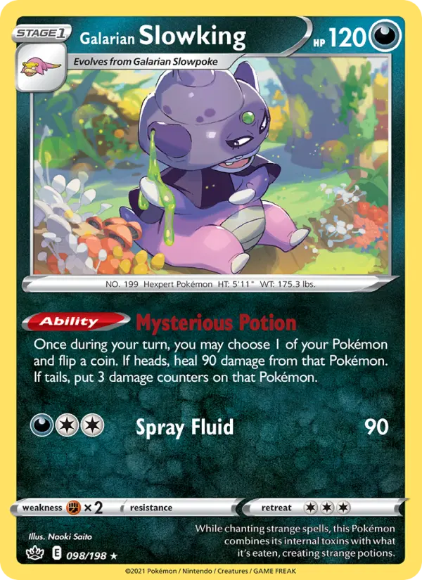 Galarian Slowking Holo Rare Pokemon card #98 from Chilling Reign