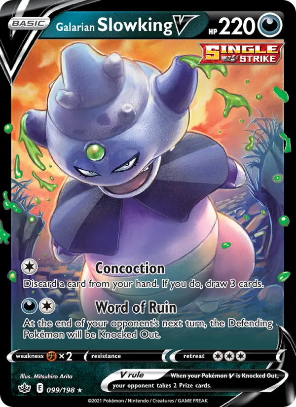 Galarian Slowking V Holo Rare V Pokemon card #99 from Chilling Reign