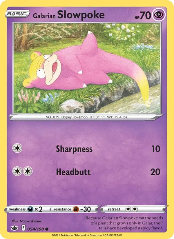 Galarian Slowpoke Common Pokemon card #54 from Chilling Reign
