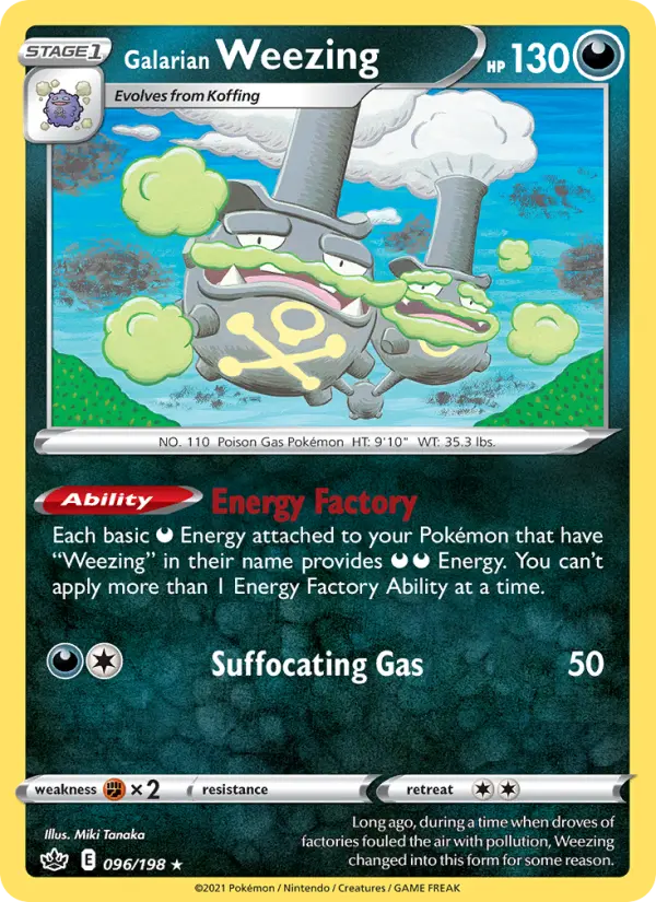 Galarian Weezing Rare Pokemon card #96 from Chilling Reign