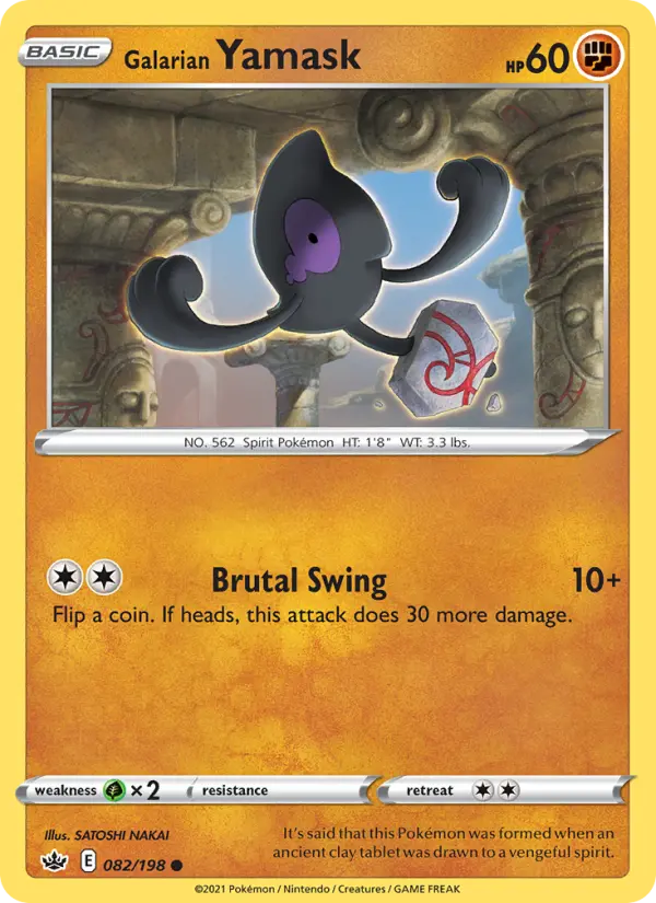 Galarian Yamask Common Pokemon card #82 from Chilling Reign