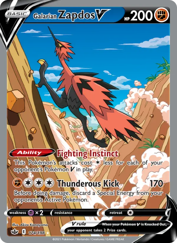 Galarian Zapdos V Ultra Rare Pokemon card #174 from Chilling Reign