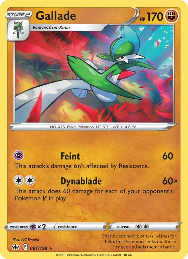 Gallade Rare Pokemon card #81 from Chilling Reign