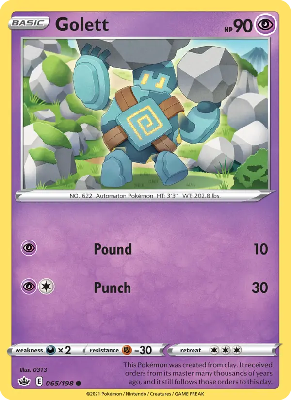 Golett Common Pokemon card #65 from Chilling Reign
