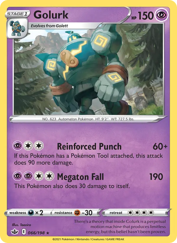 Golurk Rare Pokemon card #66 from Chilling Reign