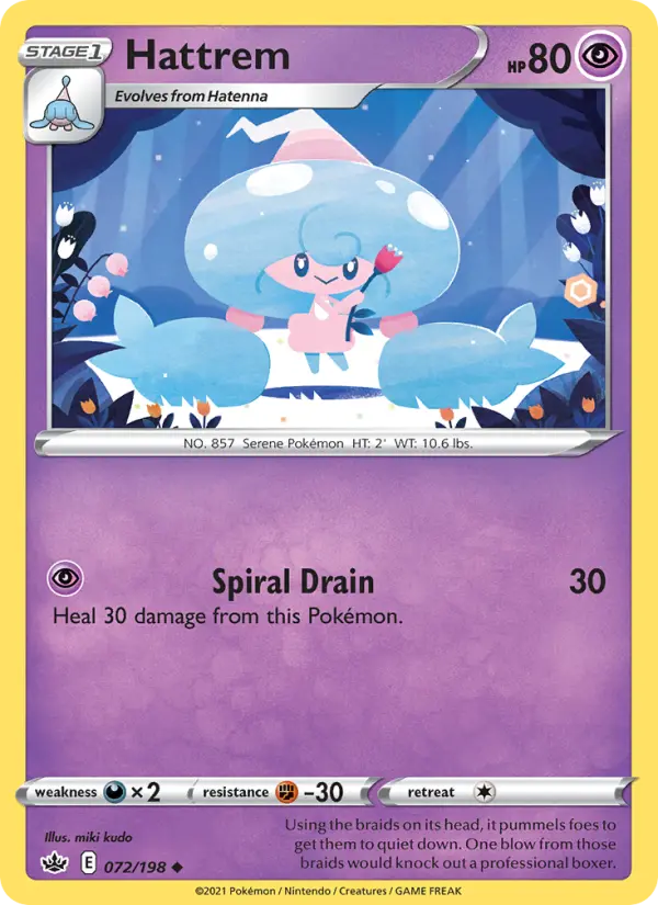 Hattrem Uncommon Pokemon card #72 from Chilling Reign