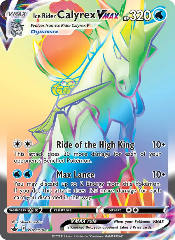 Ice Rider Calyrex VMAX Secret Rare Pokemon card #202 from Chilling Reign