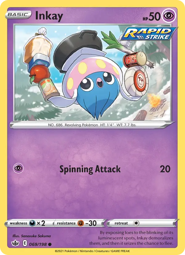 Inkay Common Pokemon card #69 from Chilling Reign