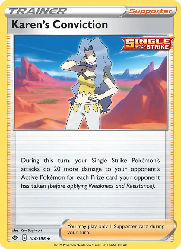 Karen's Conviction Uncommon Pokemon card #144 from Chilling Reign