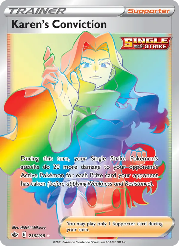 Karen's Conviction Secret Rare Pokemon card #216 from Chilling Reign