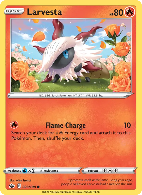 Larvesta Common Pokemon card #23 from Chilling Reign