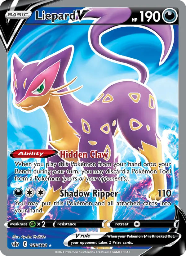 Liepard V Ultra Rare Pokemon card #180 from Chilling Reign