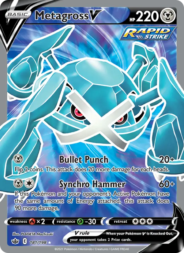 Metagross V Ultra Rare Pokemon card #181 from Chilling Reign