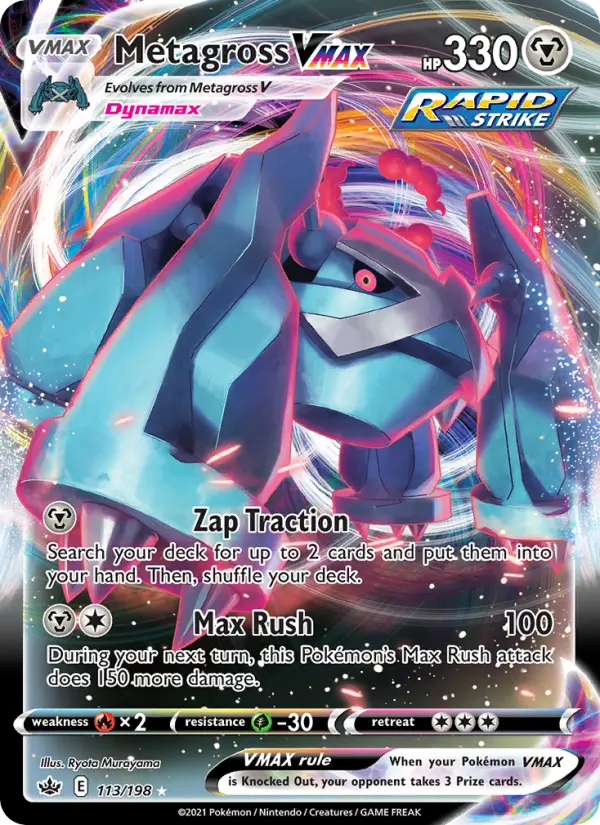 Metagross VMAX Holo Rare VMAX Pokemon card #113 from Chilling Reign