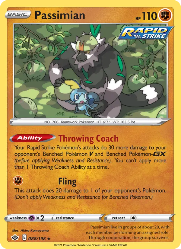 Passimian Rare Pokemon card #88 from Chilling Reign