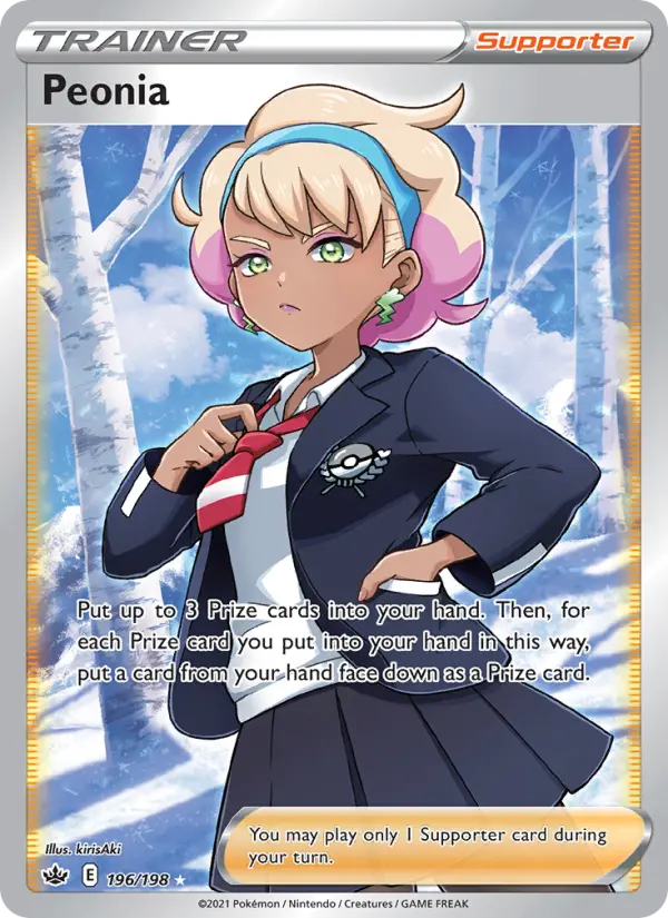Peonia Ultra Rare Pokemon card #196 from Chilling Reign