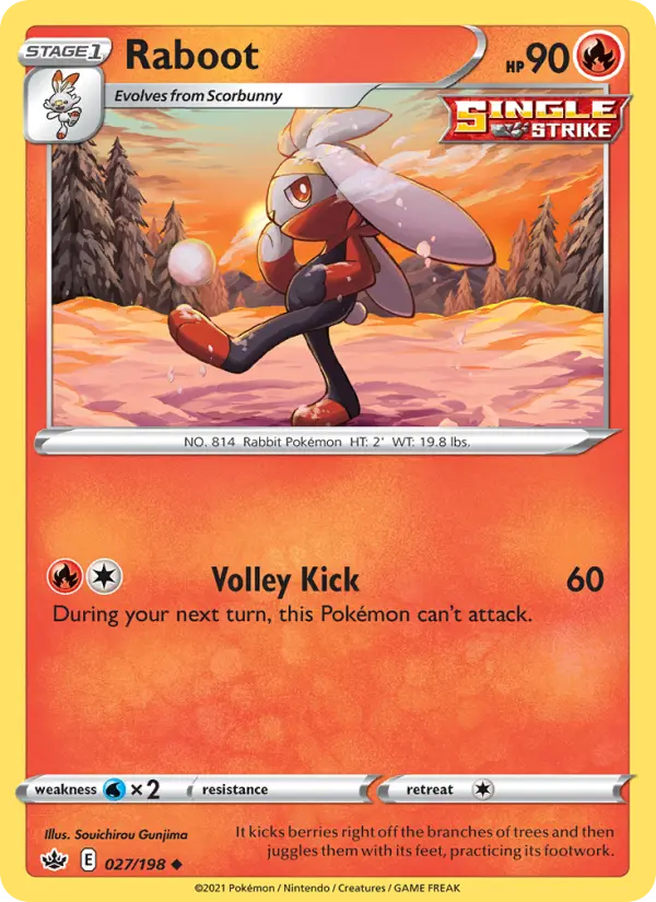 Raboot Uncommon Pokemon card #27 from Chilling Reign