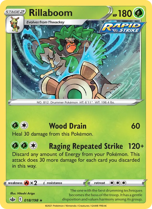 Rillaboom Holo Rare Pokemon card #18 from Chilling Reign