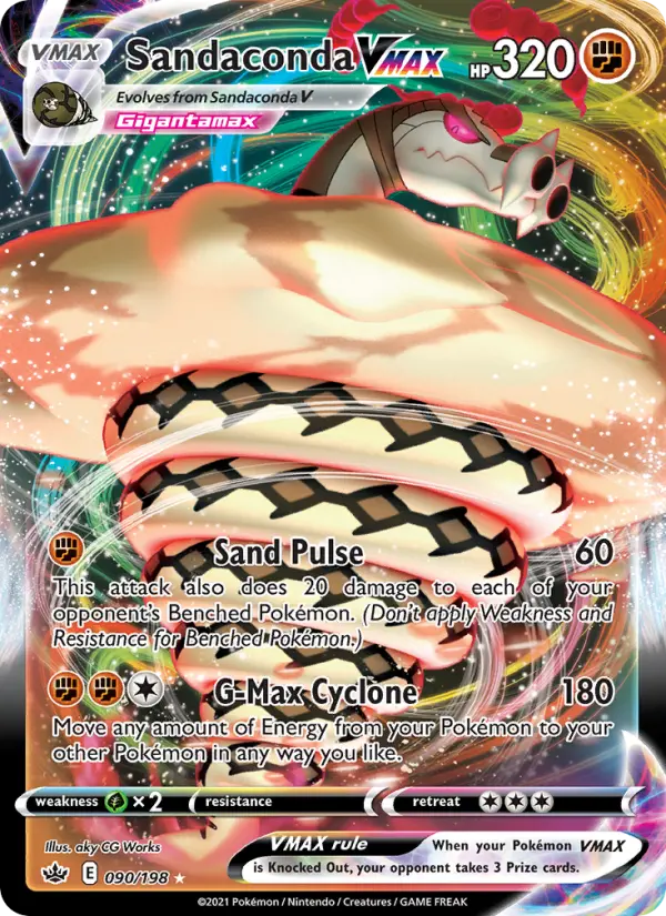 Sandaconda VMAX Holo Rare VMAX Pokemon card #90 from Chilling Reign